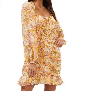 ASTR Smocked Waist Long Sleeve Minidress